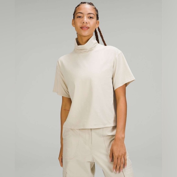 lululemon athletica Tops - Lululemon Relaxed-Fit Cotton-Blend Turtleneck T-Shirt